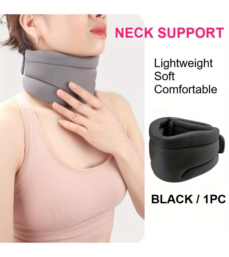 Black Breathable Neck Support Collar for Office Home Travel Fixation - Image 2