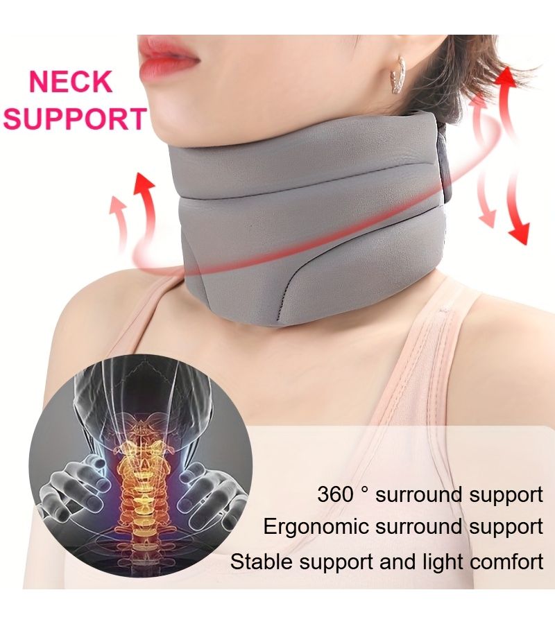 Black Breathable Neck Support Collar for Office Home Travel Fixation - Image 1