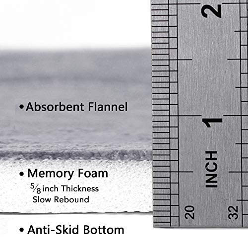 Flamingo P Memory Foam Bath Mat for Bathroom Non Slip Bath Rug Velvet Thick Soft and comfortable Water Absorbent Machine Washable Easier to Dry Floor Rug Mats Waved Pattern  24x17 Inches  grey - Image 4