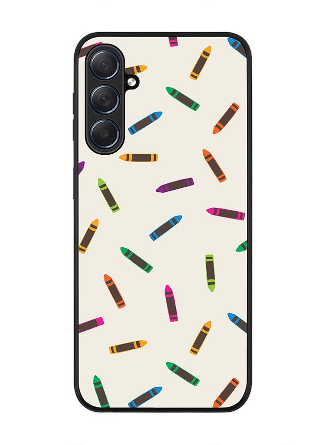 Stylizedd Rugged Black edge case for Samsung Galaxy M54 5G, Slim fit Soft Case Flexible Rubber Edges Anti Drop TPU Gel Thin Cover -  Crayon Pary  - Image 1