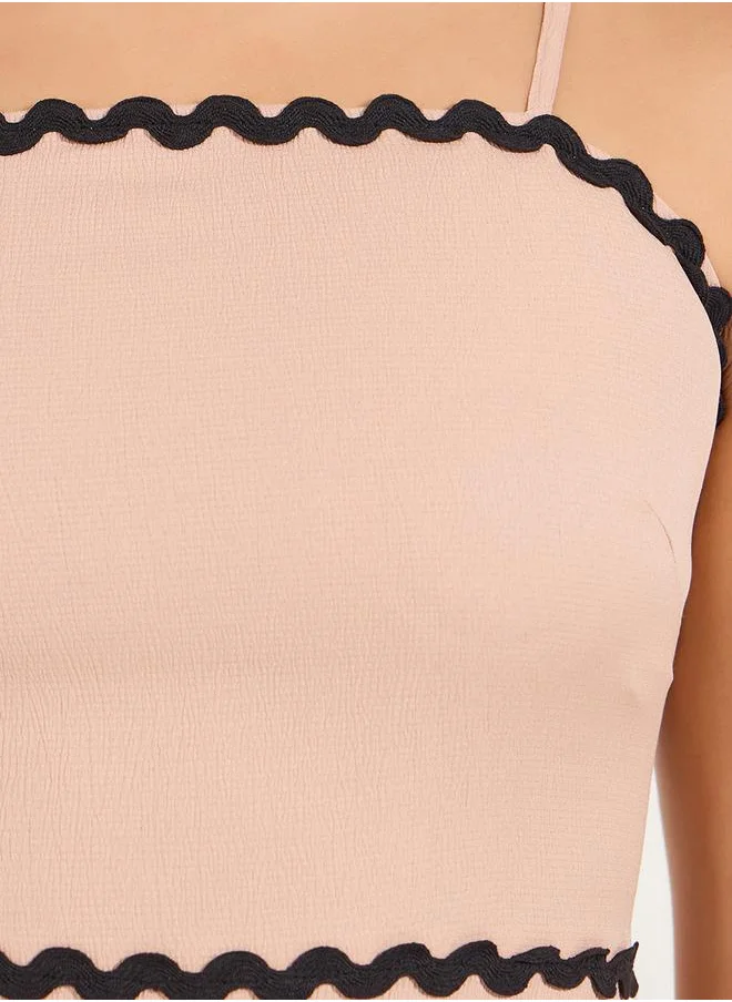 Styli Contrast Trim Strappy A-Line Maxi Dress