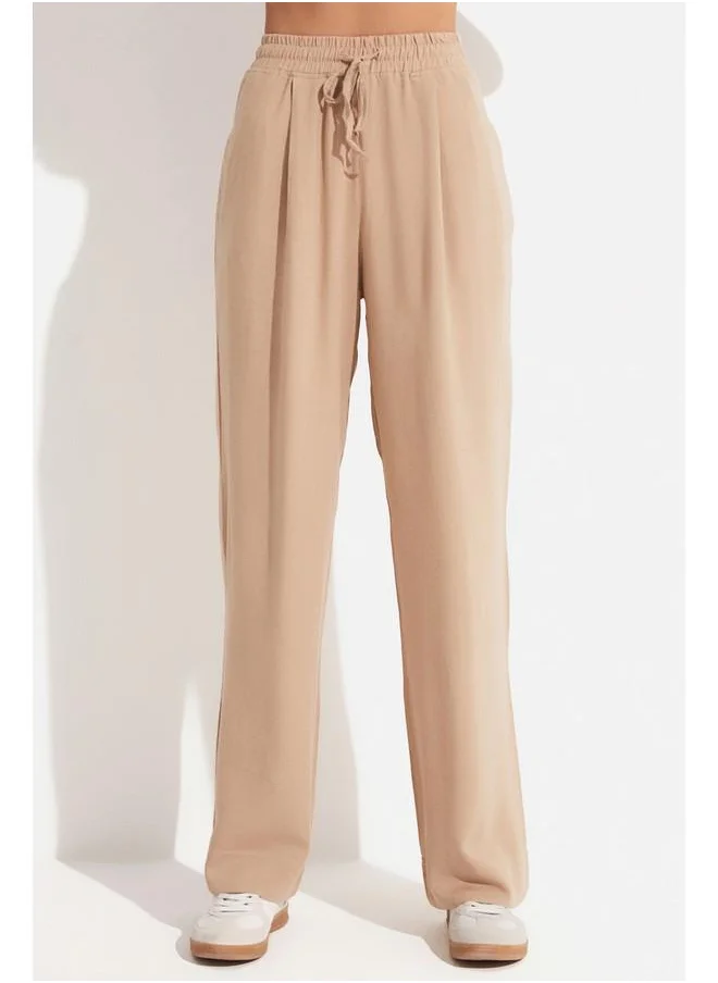 جون June Linen Blouse & Trouser Set Tan
