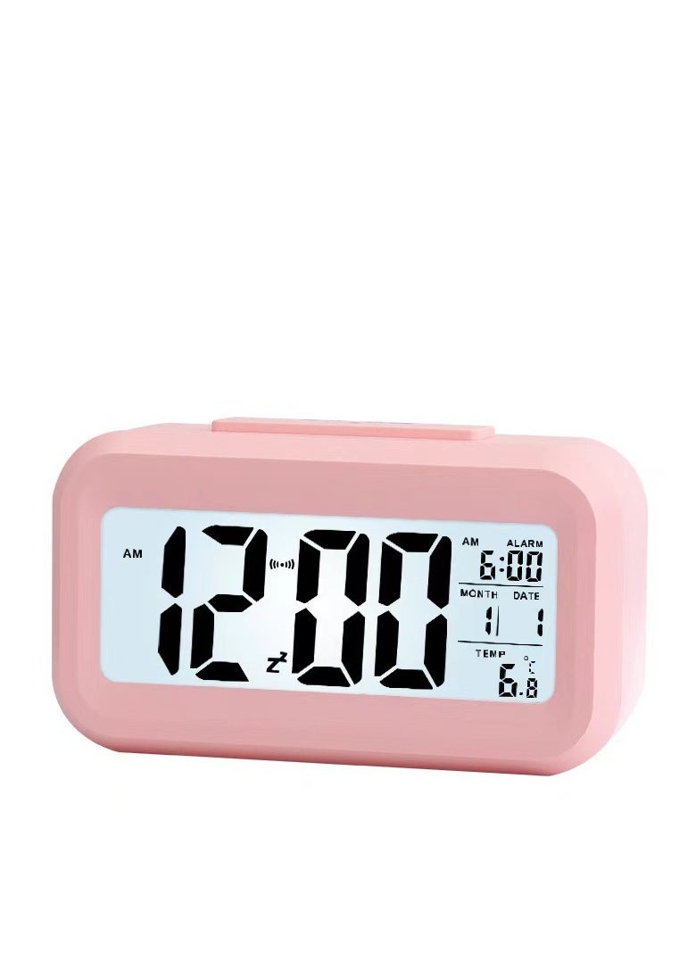 ماركة غير محددة - ساعة منبهة بسيطة وأنيقة بشاشة LCD (وردي) - Image 1