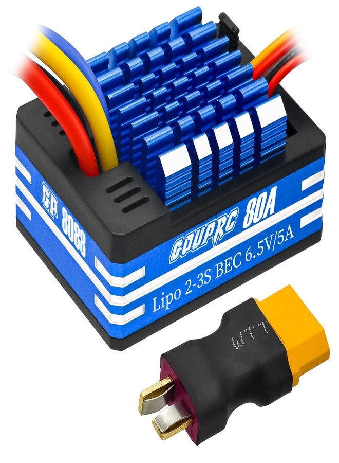 وحدة تحكم إلكترونية بالسرعة GOUPRC 80A 2S-3S LiPo ذات فرش معدنية، مزودة بمقابس T/XT60، مناسبة لسيارات التحكم عن بعد بمقياس 1/10 وقوارب التحكم عن بعد، للاستخدام مع محركات 540/550/750. - Image 1