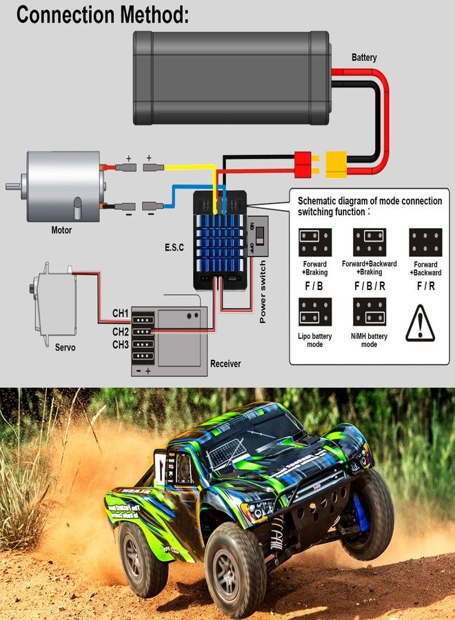 وحدة تحكم إلكترونية بالسرعة GOUPRC 80A 2S-3S LiPo ذات فرش معدنية، مزودة بمقابس T/XT60، مناسبة لسيارات التحكم عن بعد بمقياس 1/10 وقوارب التحكم عن بعد، للاستخدام مع محركات 540/550/750. - Image 5
