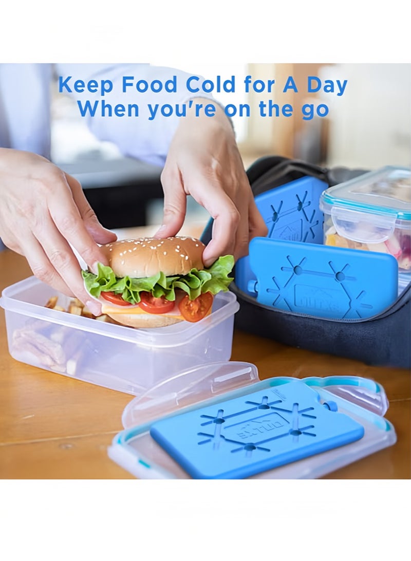 Leon Home Ice Packs for Lunch Box, 4 Pcs Reusable Ultra Thin Freezer Packs Long Lasting for Coolers, Cooler Bag for Work, School, Picnic or Camping Keep Food Fresh Lightweight Design for Easy Carrying  - Image 2