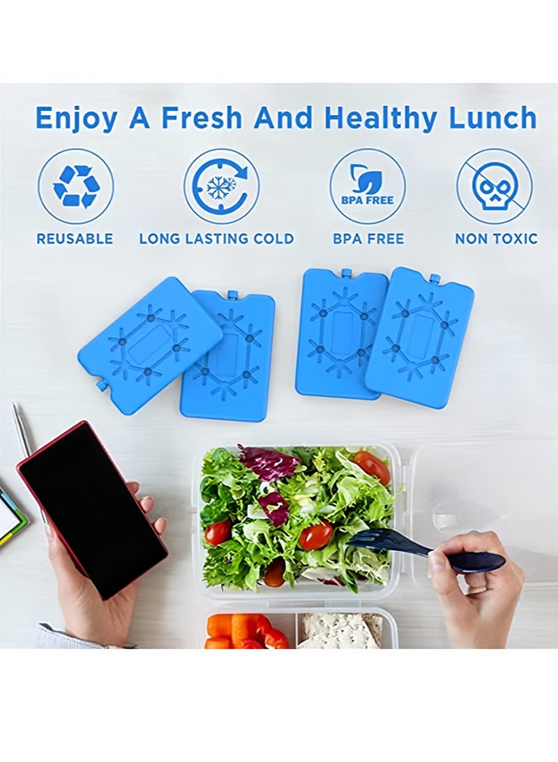Leon Home Ice Packs for Lunch Box, 4 Pcs Reusable Ultra Thin Freezer Packs Long Lasting for Coolers, Cooler Bag for Work, School, Picnic or Camping Keep Food Fresh Lightweight Design for Easy Carrying  - Image 4