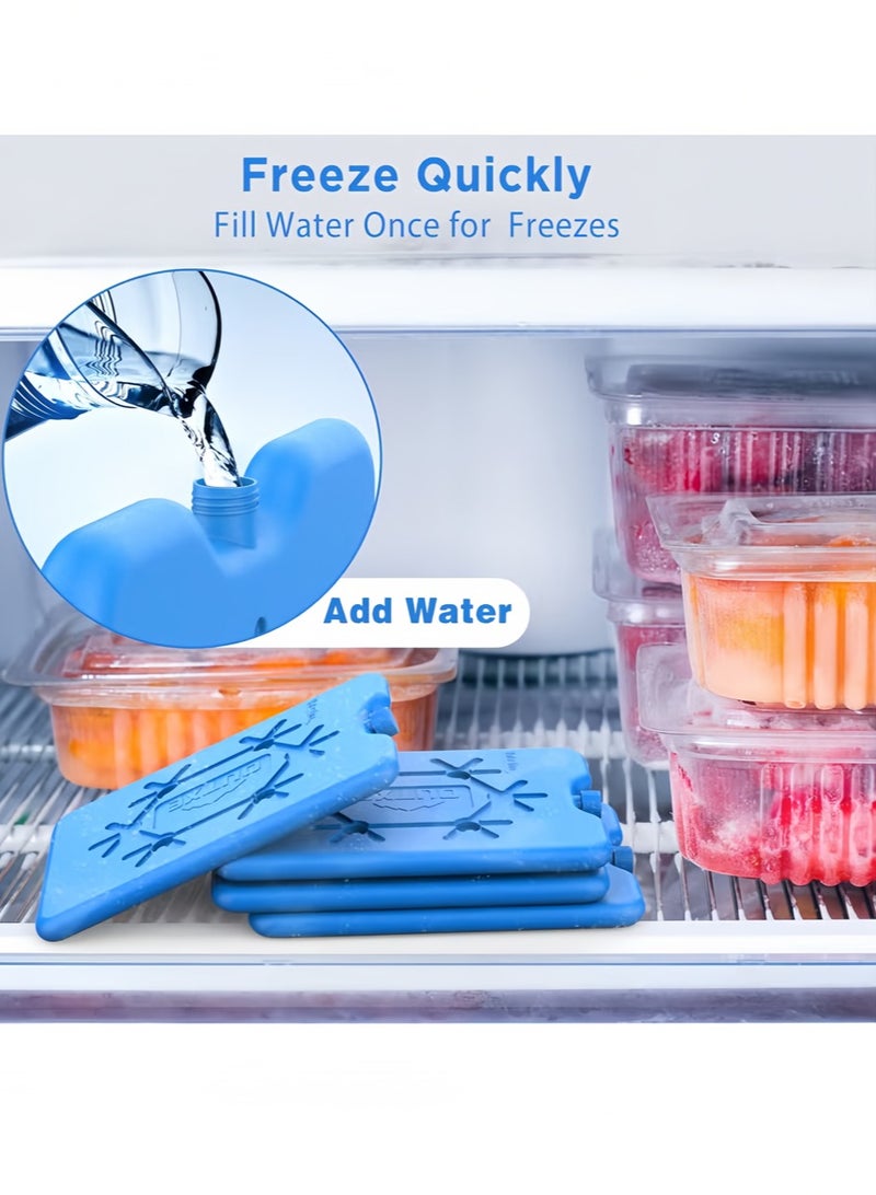 Leon Home Ice Packs for Lunch Box, 4 Pcs Reusable Ultra Thin Freezer Packs Long Lasting for Coolers, Cooler Bag for Work, School, Picnic or Camping Keep Food Fresh Lightweight Design for Easy Carrying  - Image 3