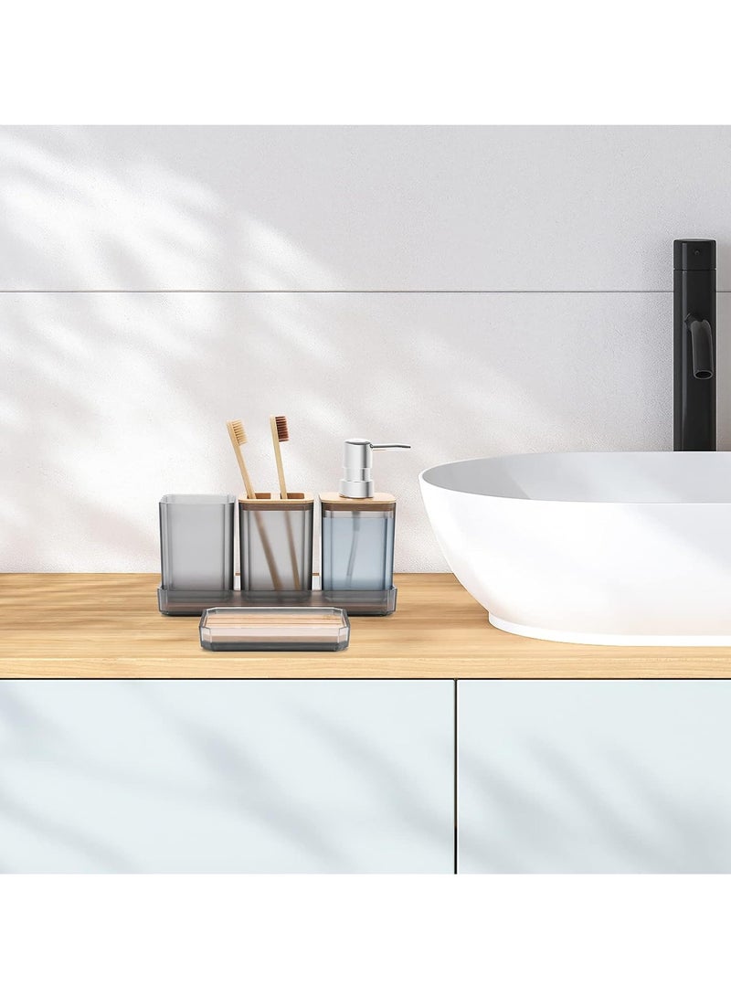 عربست مجموعة ملحقات الحمام ، مجموعة هدايا ملحقات الحمام 5 قطع ، موزع الصابون ، طبق الصابون ، حامل فرشاة الأسنان ، كأس فرشاة الأسنان ، علبة الغرور ، بوهو ، ديكور الحمام الحديث (واضح) - Image 5