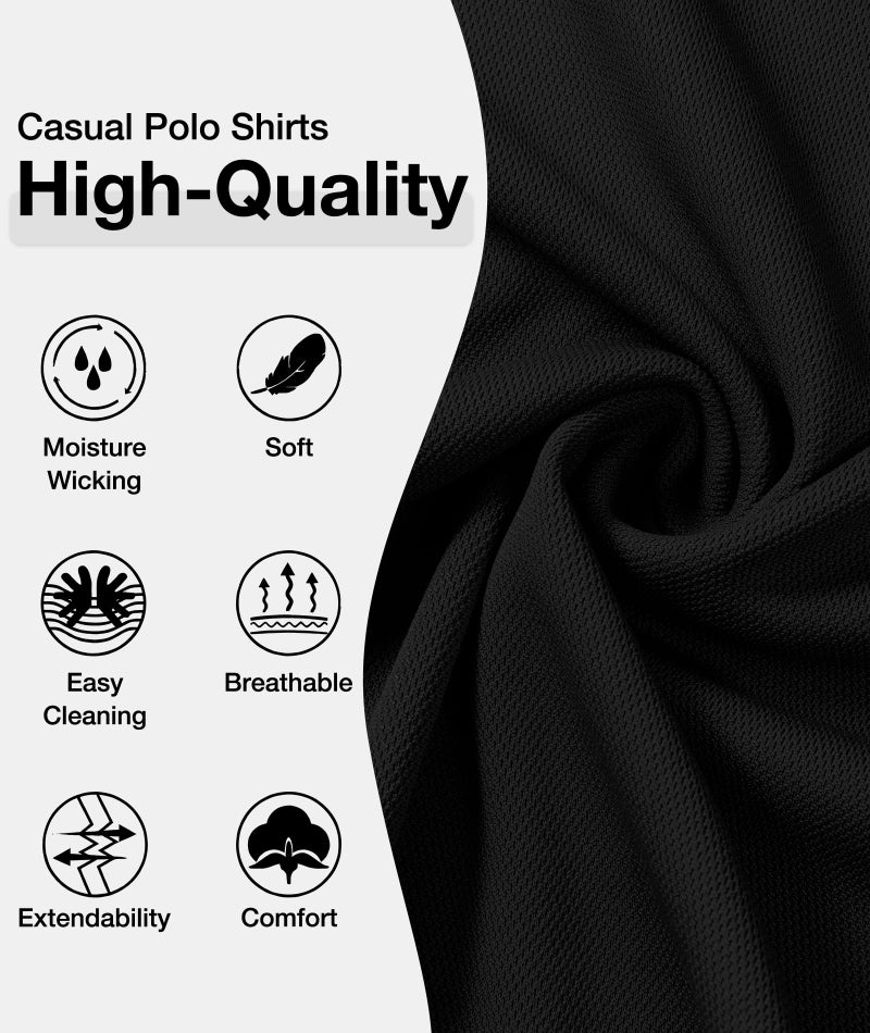 ZITY Mens Polo Shirts Casual Short Sleeve Athletic T-Shirts Classic Contrast Collar Shirt with Pocket Golf Polo Shirt for Men Black - Image 5
