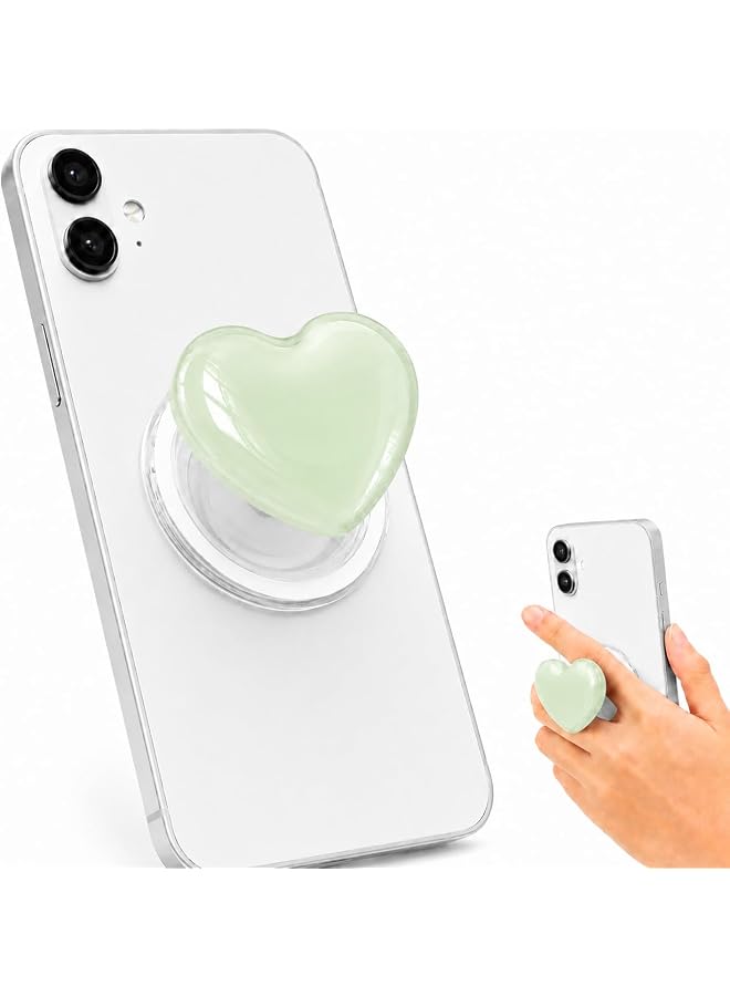 S-TOP Phone Grip for Magsafe Phone Stand 360°Roration grip Compatible with Magsafe Magnetic Cute Glass Heart Design Collapsible Mobile Phone Grip Stand Holder for Smartphone Tablet - Image 1