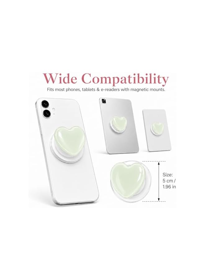S-TOP Phone Grip for Magsafe Phone Stand 360°Roration grip Compatible with Magsafe Magnetic Cute Glass Heart Design Collapsible Mobile Phone Grip Stand Holder for Smartphone Tablet - Image 2