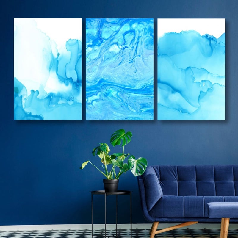 Marktna Three modern-designed canvas panels with a hollow frame, measuring (90×40), three pieces - Image 1