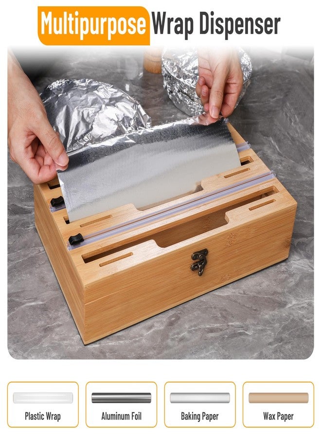 Allinside Magnetic Plastic Wrap Dispenser with Cutter, 3 in 1 Refrigerator Bamboo Wood Organizer for Tin Foil, Baking Paper, Wax Paper Holder Kitchen Storage Box Compatible with 12.9" Roll (3 Layer) - Image 4