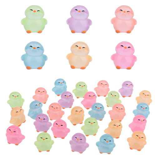 Sinbana 30pcs Glow in The Dark Mini Resin Penguins 6 Colors Luminous Tiny Penguin Micro Fairy Garden Landscape for Dollhouse - Image 1