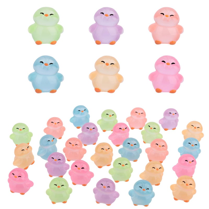 Sinbana 30pcs Glow in The Dark Mini Resin Penguins 6 Colors Luminous Tiny Penguin Micro Fairy Garden Landscape for Dollhouse - Image 3