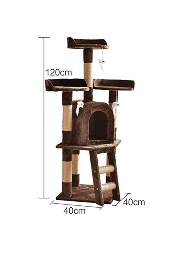 Generic Multi-Level Solid  Tree Tower Climber Toy House  Sisal Scratching Post Hammock Ladder Dangling Ball Toy Kitten Furniture Activity Centre Play House  - Image 3