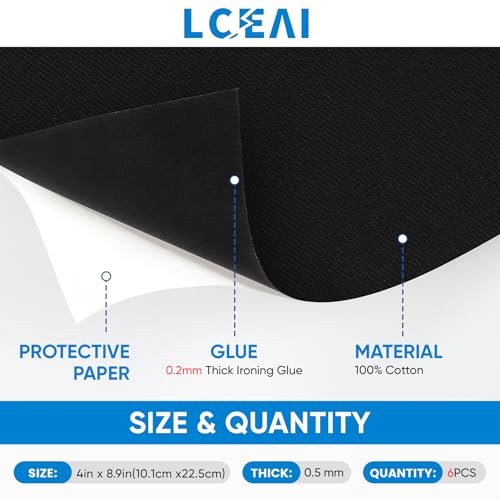LCEAI Iron On Patches for Clothes, Fabric Patches - Inner Denim Repair, Decorative Clothing & Various Fabric Repairs (6 Pack, 4x8.9 Inches, Black) - Image 2
