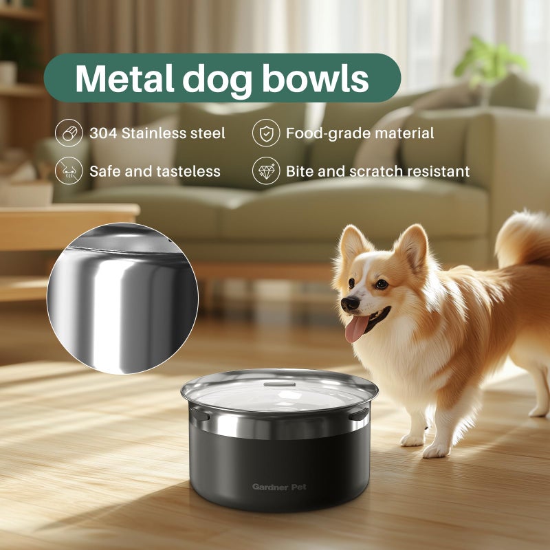 Gardner Pet Dog Bowls 1 Gallon (3.85L) Stainless Steel No Spill Water Bowl, Slow Water Feeder Metal Dog Bowls, Spill Proof Water Dispenser for Large Dogs, Promotes Healthy Hydration(Black) - Image 5