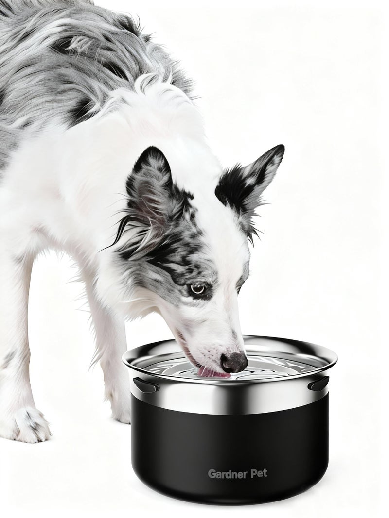 Gardner Pet Dog Bowls 1 Gallon (3.85L) Stainless Steel No Spill Water Bowl, Slow Water Feeder Metal Dog Bowls, Spill Proof Water Dispenser for Large Dogs, Promotes Healthy Hydration(Black) - Image 1