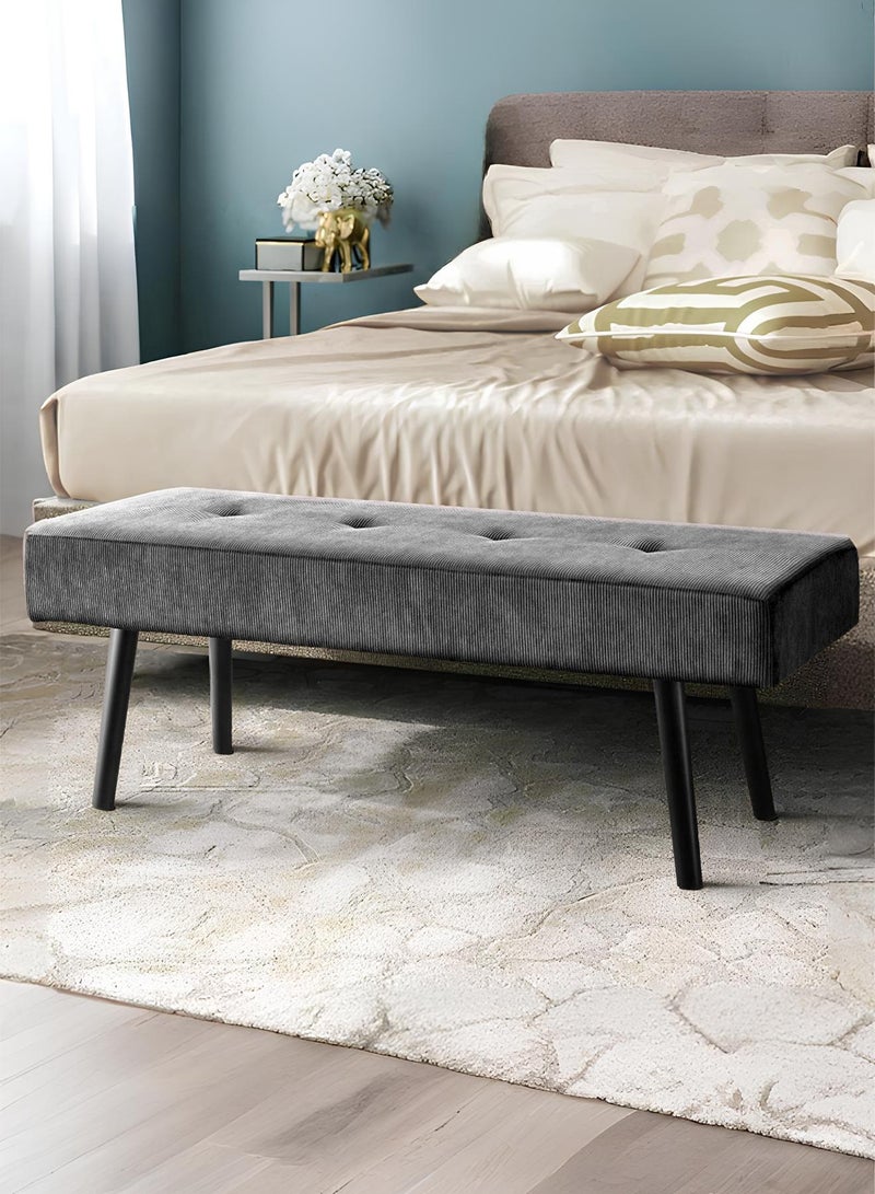 Taimi مقعد أوتومان مبطن بالفخامة بتصميم عصري - مقعد نهاية السرير، مقعد لتغيير الأحذية، مقعد لغرفة النوم، غرفة المعيشة، المدخل والممر، رمادي - 120 سم - Image 1