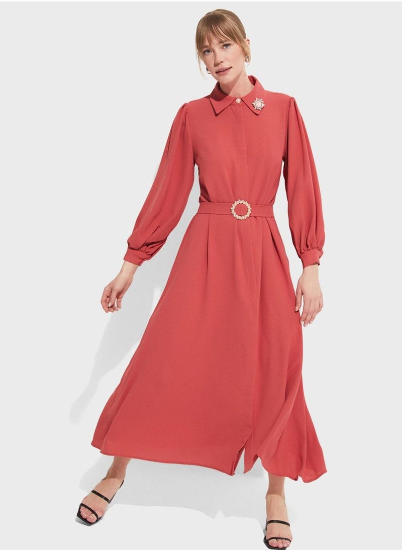 JUNE Belted Midi Dress - Image 1