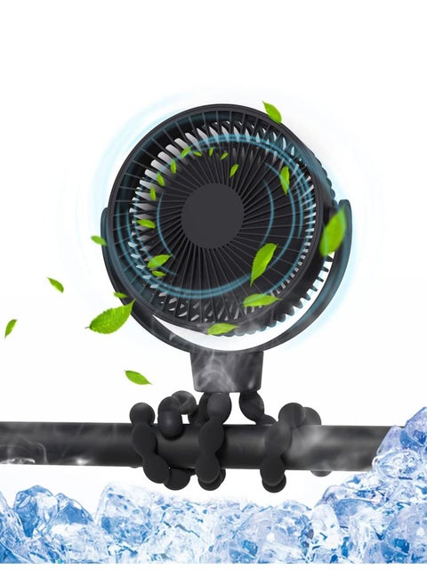 Mini Stroller Fan Clip-on for Baby,5200mAh,Small Portable Fan Rechargeable and Handheld, USB Cooling Fan with 3 Adjustable Speeds and Flexible Tripod for Travel,Car Seat,and Bedroom