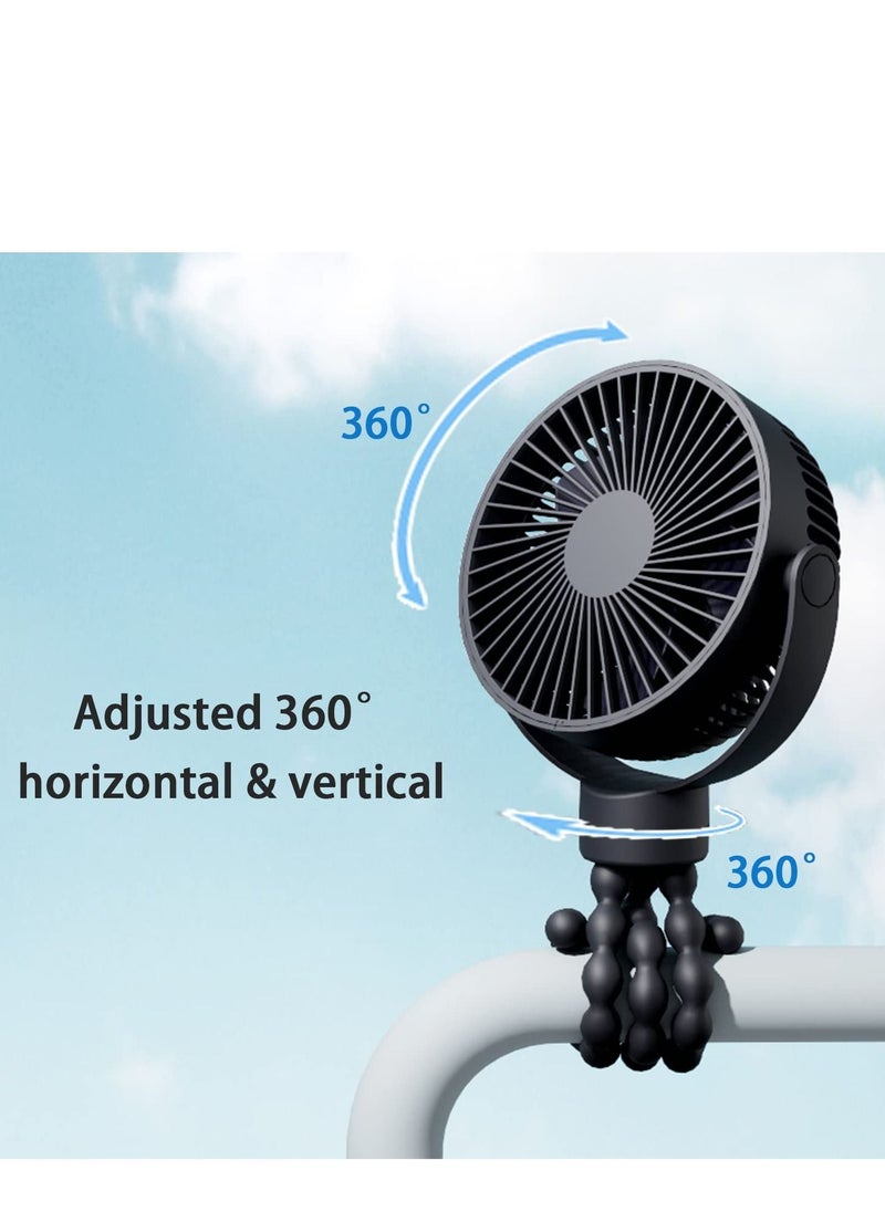 MIXDE - Mini Stroller Fan Clip-on for Baby,5200mAh,Small Portable Fan Rechargeable and Handheld, USB Cooling Fan with 3 Adjustable Speeds and Flexible Tripod for Travel,Car Seat,and Bedroom - Image 1