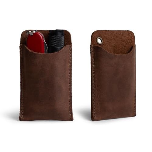 Hide & Drink, EDC Pocket Slip, Multitool Sleeve & Pen Holder for Everyday Use, Camping Accessories, Small Tool Organizer, Full Grain Leather, Handmade, Bourbon Brown - Image 1