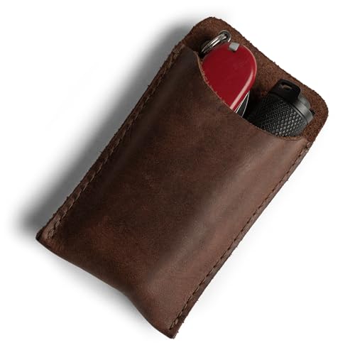 Hide & Drink, EDC Pocket Slip, Multitool Sleeve & Pen Holder for Everyday Use, Camping Accessories, Small Tool Organizer, Full Grain Leather, Handmade, Bourbon Brown - Image 3