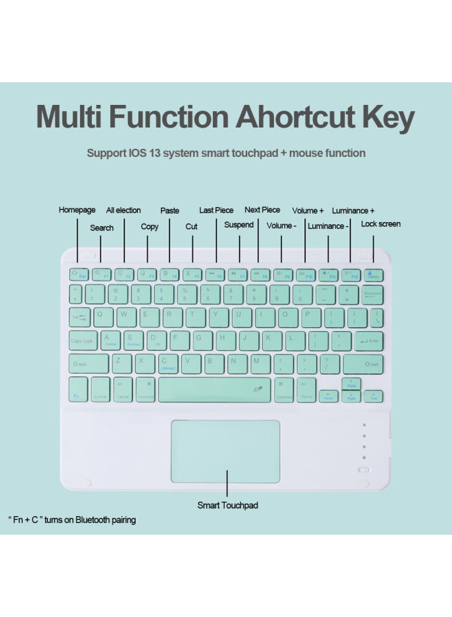 10 Inch Bluetooth Keyboard For Ipad Keyboard And Mouse Suit Apple Android Phone Universal Tablet Bluetooth Keyboard-Color:Backlit Green Keyboard (10 Inches) - Image 4