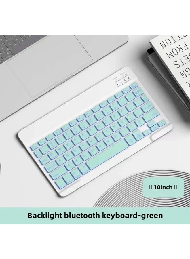 10 Inch Bluetooth Keyboard For Ipad Keyboard And Mouse Suit Apple Android Phone Universal Tablet Bluetooth Keyboard-Color:Backlit Green Keyboard (10 Inches) - Image 1