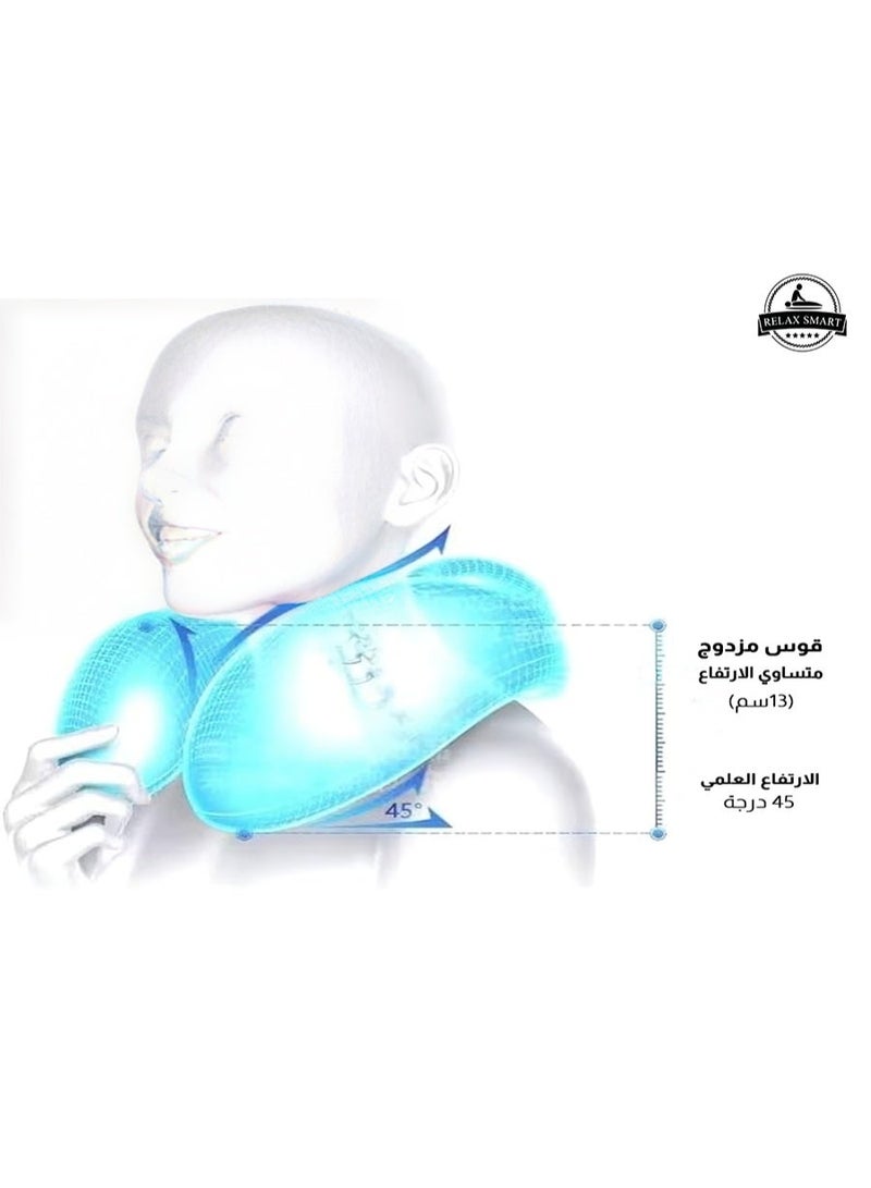 ريلاكس سمارت وسادة سفر من الميموري فوم لتقويم الرقبة – وسادة دعم الرأس والرقبة مريحة للطائرة والسيارة والنوم، طقم وسادة السفر مع حقيبة تخزين وقناع نوم وسدادات أذن (رمادي) - Image 4