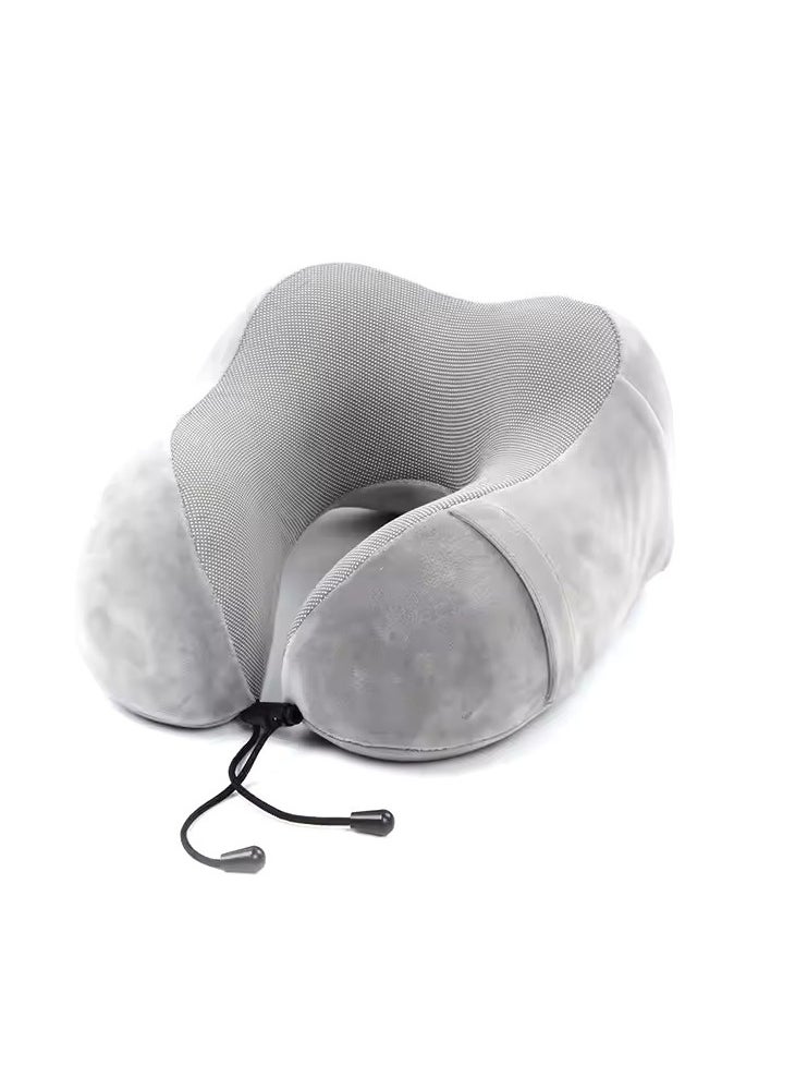 Relax Smart - Travel Pillow  Memory Foam Pillow, Neck Pillow for Airplane, Neck & Head Support Pillow for Sleeping Rest & Car, Travel Pillows Kit with Storage Bag, Sleep Mask and Earplugs （Grey） - Image 1