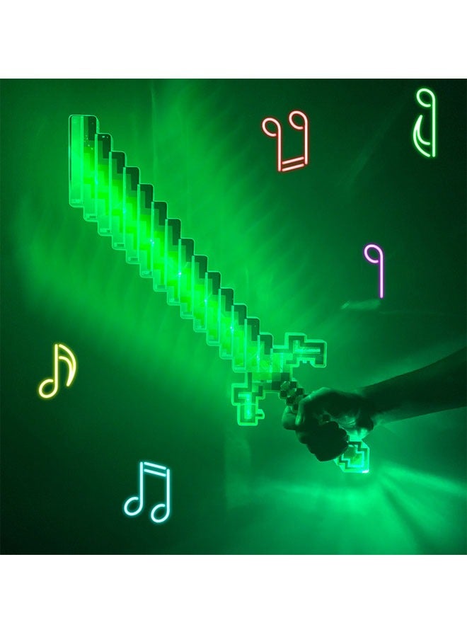 3-Pack Minecraft Glitter Sword LED Glowing Mosaic Toy Sword Kids Glitter Plaid Sword Toy with Induction Sound + Lights - Image 2