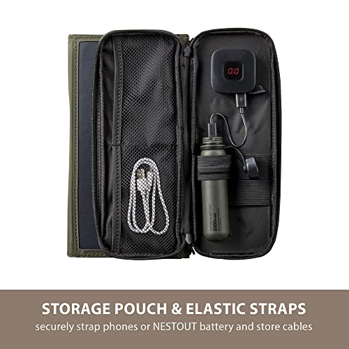 ELECOM NESTOUT Portable Solar Panel, Dual USB-A Ports, 28W Power Generation Charger for Phone Camping, Durable Water-Resistant Ripstop Nylon, Foldable Lightweight, Adjustable Stands (4-Panel) - Image 5