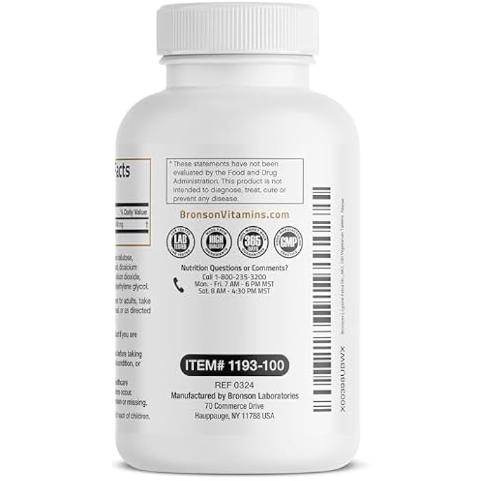 Bronson L-Lysine Extra Strength 1000 MG per Tablet High Potency, Immune Support & Supports Collagen Synthesis, Non-GMO, 100 Vegetarian Tablets - Image 2