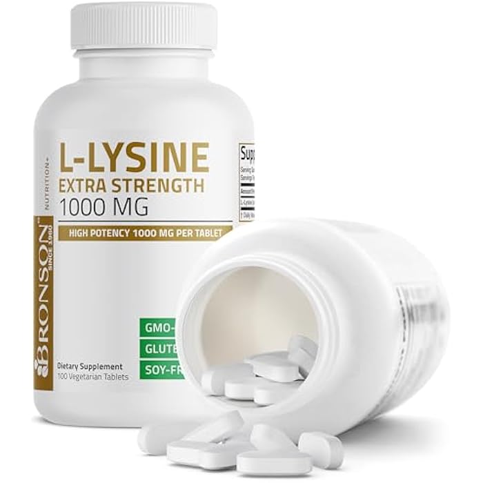 Bronson L-Lysine Extra Strength 1000 MG per Tablet High Potency, Immune Support & Supports Collagen Synthesis, Non-GMO, 100 Vegetarian Tablets - Image 5