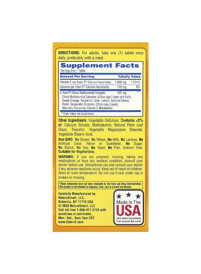 EsterC, 24 Hour Immune Support, 1,000 mg, 60 Vegetarian Coated Tablets