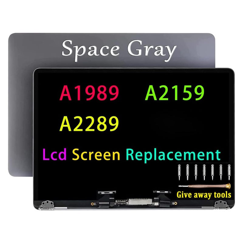 GBOLE Screen Replacement Compatible with MacBook Pro A1989 A2159 A2289 Retina LCD Screen Display Assembly EMC 3358 3214 3301 Space Grey