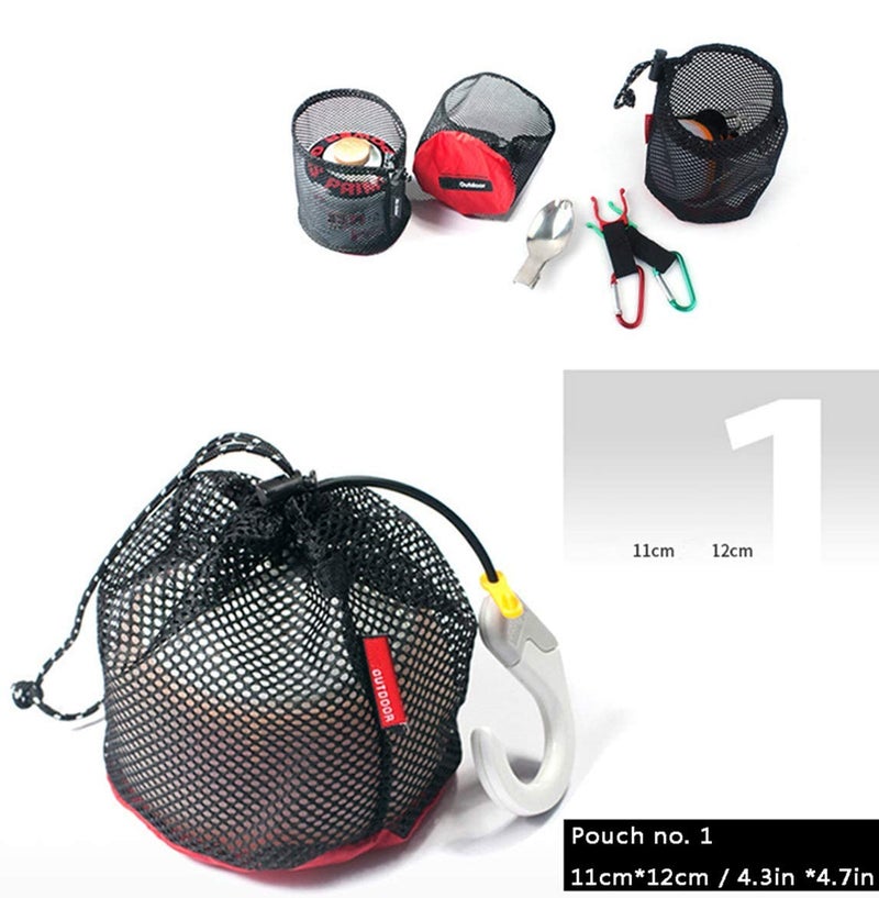 Vikodah Drawstring Bags Nylon Cinch and Ditty Stuff Pouch Mesh-Stuff-Sack for Camping Travel Gym Sports Storage 5-in-1 - Image 3