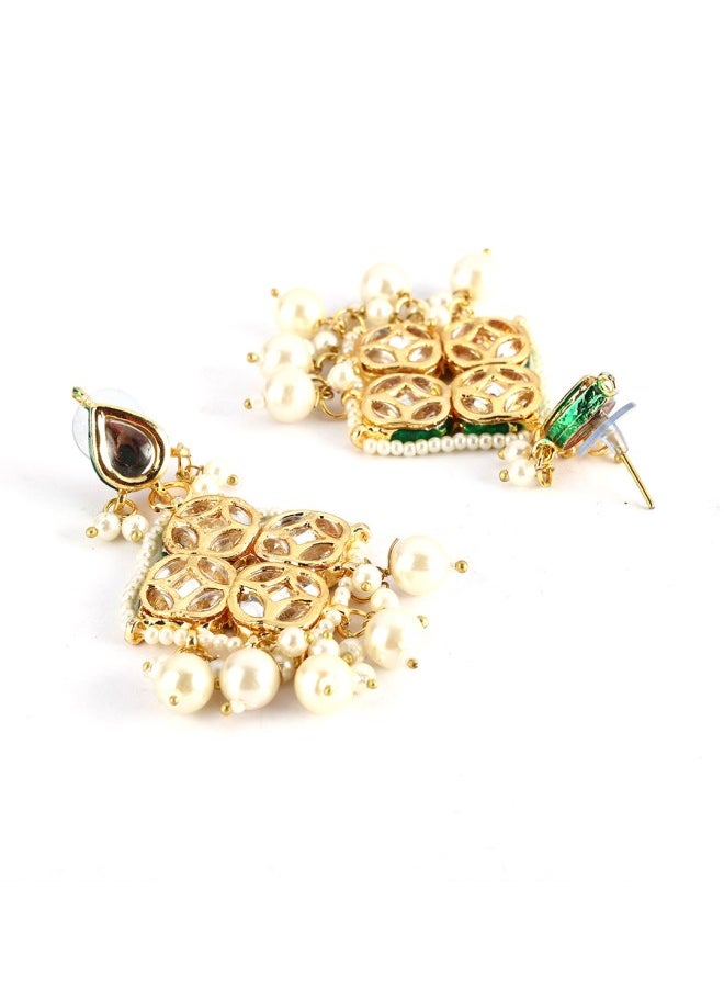ISHIN Gold-Toned Square Drop Earrings  - Image 3