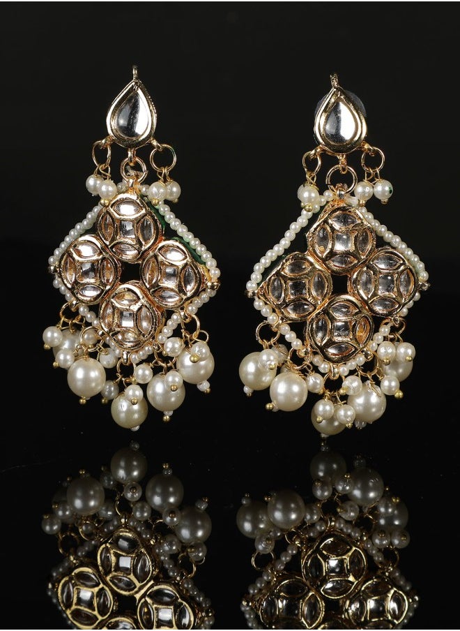 ISHIN Gold-Toned Square Drop Earrings  - Image 4