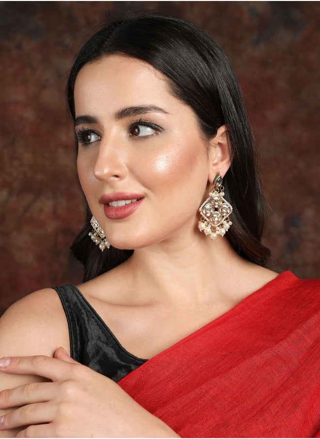 ISHIN Gold-Toned Square Drop Earrings  - Image 1