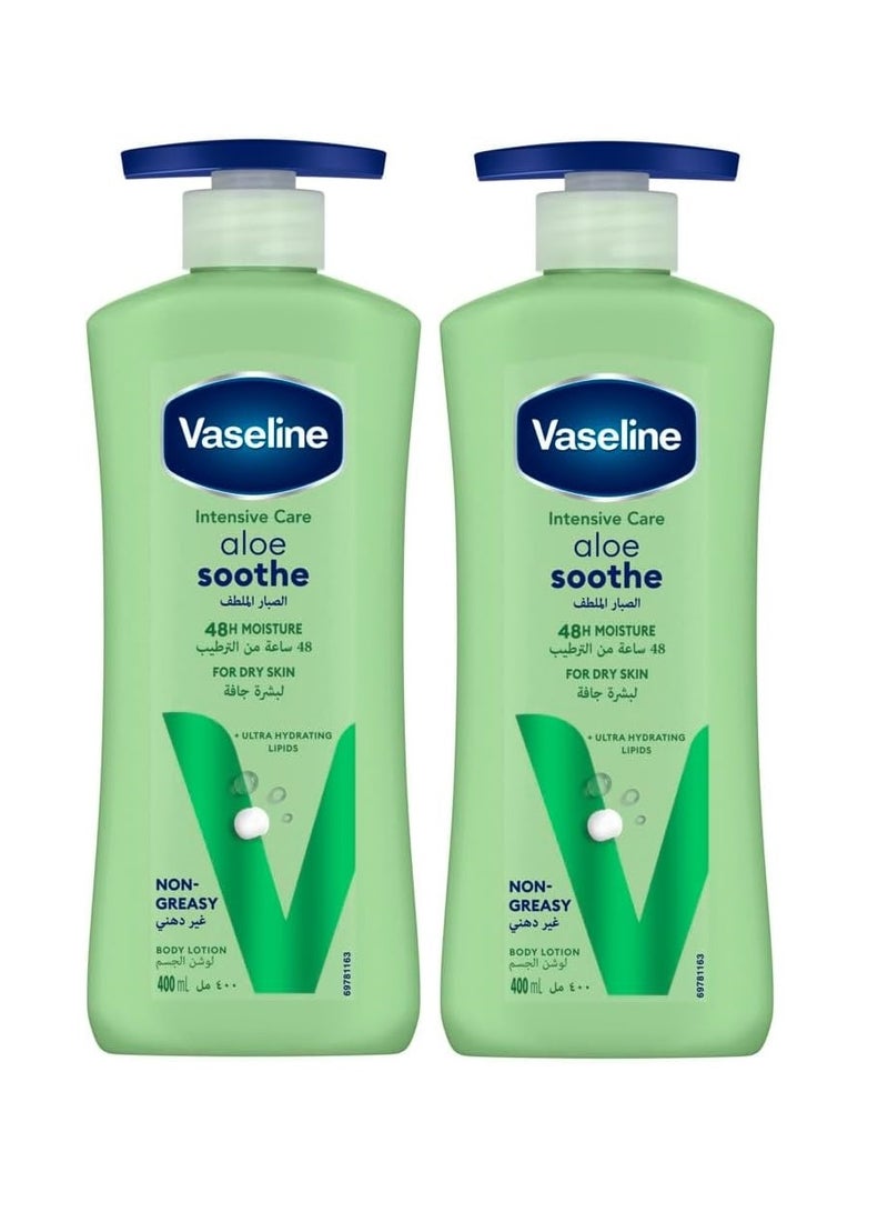 Vaseline Aloe Soothe Body Lotion For Dry Skin 400ml Pack of 2 - Image 1