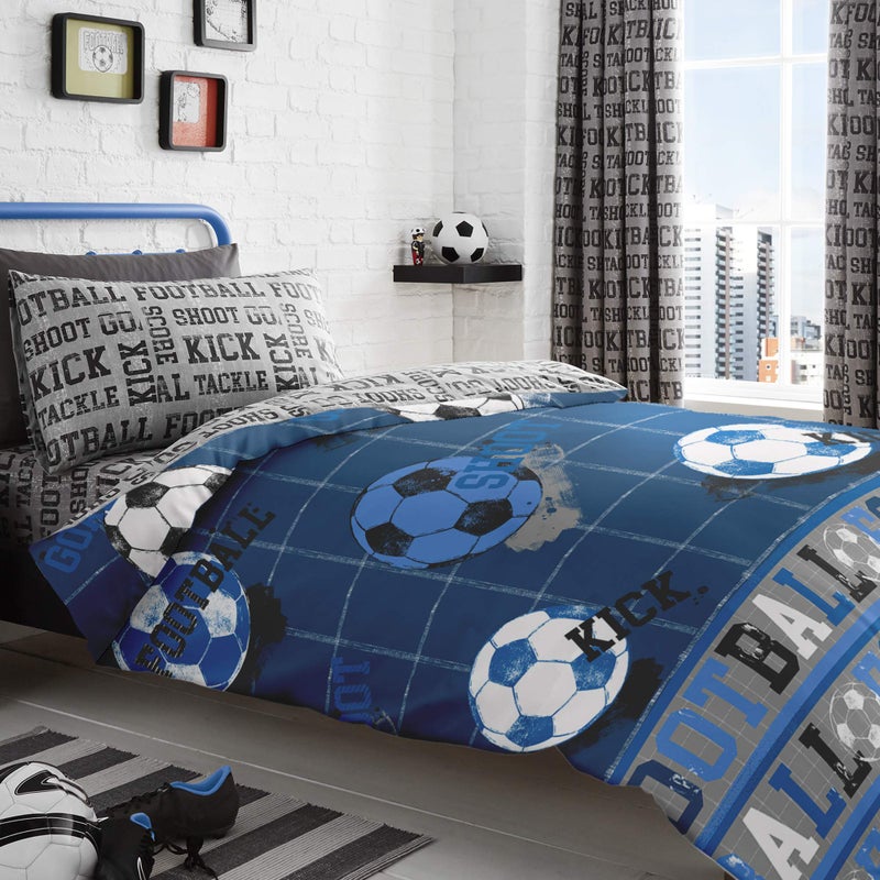 Bedlam Set Cotton Blue Double W200cm x L200cm Duvet Cover W50cm x L75cm Pillow Case