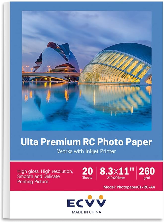 erorex A4 Rc High Gloss Photo Paper For Printer Photograph Print Paper 210*297Mm White Glossy 20 Sheets - Image 1
