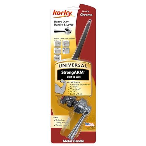 Korky 6054BP StrongARM Tank Lever Universal to Fit Front Angled Side Left and Right Mount Toilets, Chrome, Simple Style - Image 2