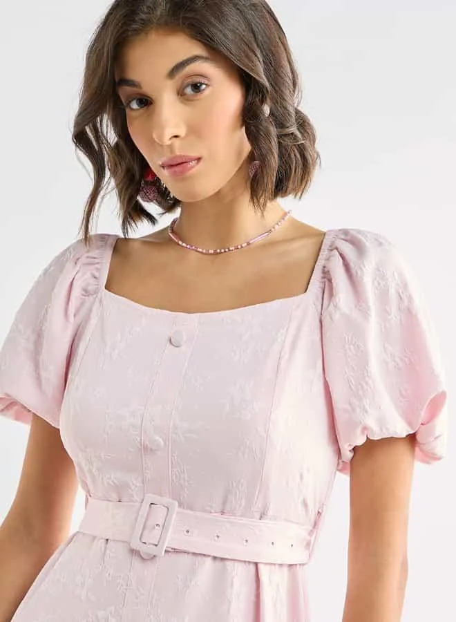 Splash FAV Belted Puff Sleeve Dress