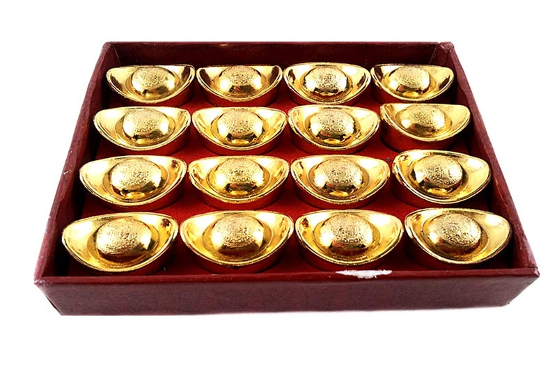 Feng Shui Gold Yuan Bao Home Office Decor for Wealth Luck